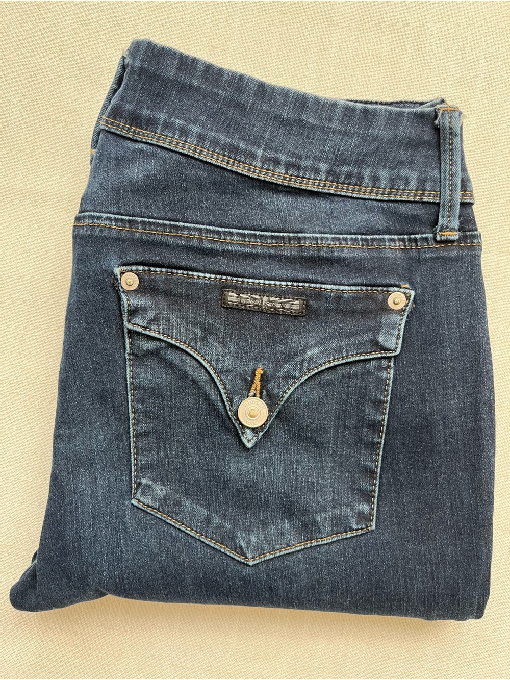 Hudson Jeans Women's Collin Flap Skinny in Deep Blue Denim. Size 32.